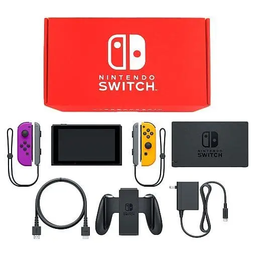 Nintendo Switch - Video Game Console (Nintendo Switch本体 カラーカスタマイズ /Joy-Con(L)ネオンパープル(R)ネオンオレンジ/Joy-Conストラップ：グレー)