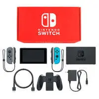 Nintendo Switch - Video Game Console (Nintendo Switch本体 カラーカスタマイズ /Joy-Con(L)グレー(R)ネオンブルー/Joy-Conストラップ(L/R)ブラック)