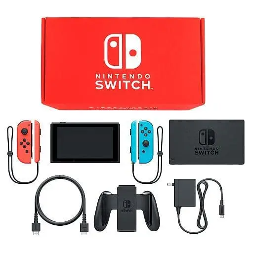 Nintendo Switch - Video Game Console (Nintendo Switch本体 カラーカスタマイズ /Joy-Con(L)ネオンレッド(R)ネオンブルー/Joy-Conストラップ(L)ネオンレッド(R)ネオンブルー)