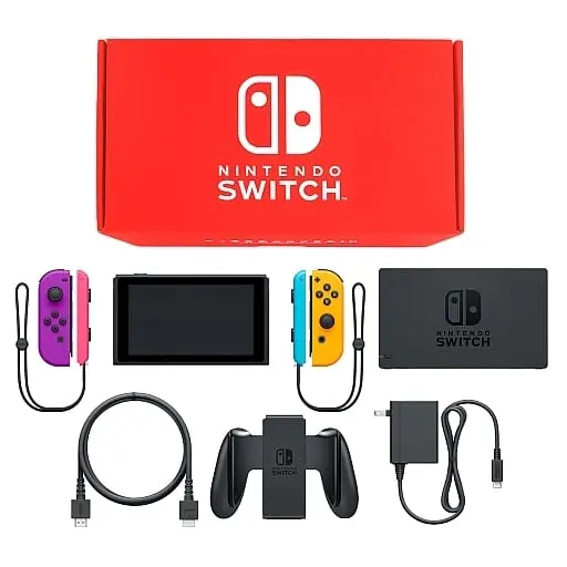 Nintendo Switch - Video Game Console (Nintendo Switch本体 カラーカスタマイズ [2019年8月モデル]/Joy-Con(L)ネオンパープル/(R)ネオンオレンジ/Joy-Conストラップ：ネオンピンク/ネオンブルー)