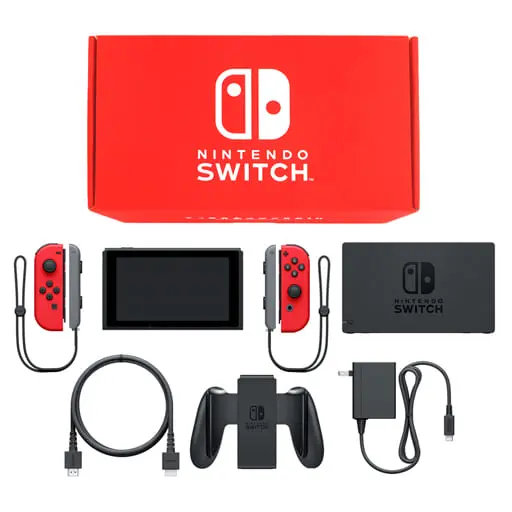 Nintendo Switch - Video Game Console (Nintendo Switch本体 カラーカスタマイズ [2019年8月モデル]/Joy-Con(L/R)レッド/Joy-Conストラップ：グレー)