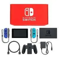 Nintendo Switch - Video Game Console (Nintendo Switch本体 カラーカスタマイズ [2019年8月モデル]/Joy-Con(L)ブルー(R)ネオンブルー/Joy-Conストラップ：ブラック/グレー(状態：セーフティガイド欠品、箱(内箱含む)状態難))