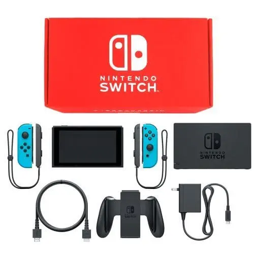 Nintendo Switch - Video Game Console (Nintendo Switch本体 カラーカスタマイズ /Joy-Con(L/R)ネオンブルー/Joy-Conストラップ(L/R)ブラック)
