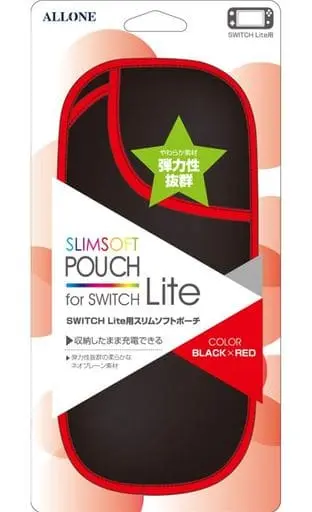 Nintendo Switch - Pouch - Video Game Accessories (スリムソフトポーチ ブラック×レッド (Swich Lite用))