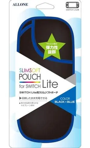 Nintendo Switch - Pouch - Video Game Accessories (スリムソフトポーチ ブラック×ブルー (Swich Lite用))