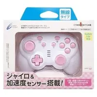 Nintendo Switch - Game Controller - Video Game Accessories (ジャイロコントローラー ミニ 無線タイプ ホワイト×ピンク)