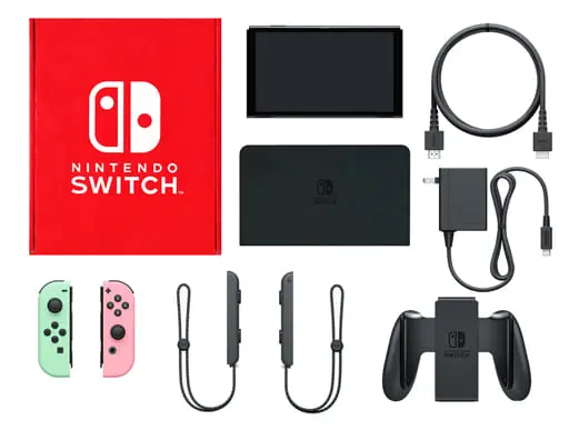 Nintendo Switch - Video Game Console (Nintendo Switch本体(有機ELモデル)カラーカスタマイズ/Joy-Con(L)パステルグリーン(R)パステルピンク/Joy-Conストラップ：ブラック)