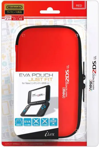 Nintendo 3DS - Video Game Accessories (EVA Pouch Just Fit レッド (New2DSLL用))