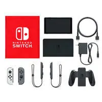 Nintendo Switch - Video Game Console (Nintendo Switch本体(有機ELモデル)カラーカスタマイズ/Joy-Con(L)ホワイト(R)グレー/Joy-Conストラップ：ブラック)