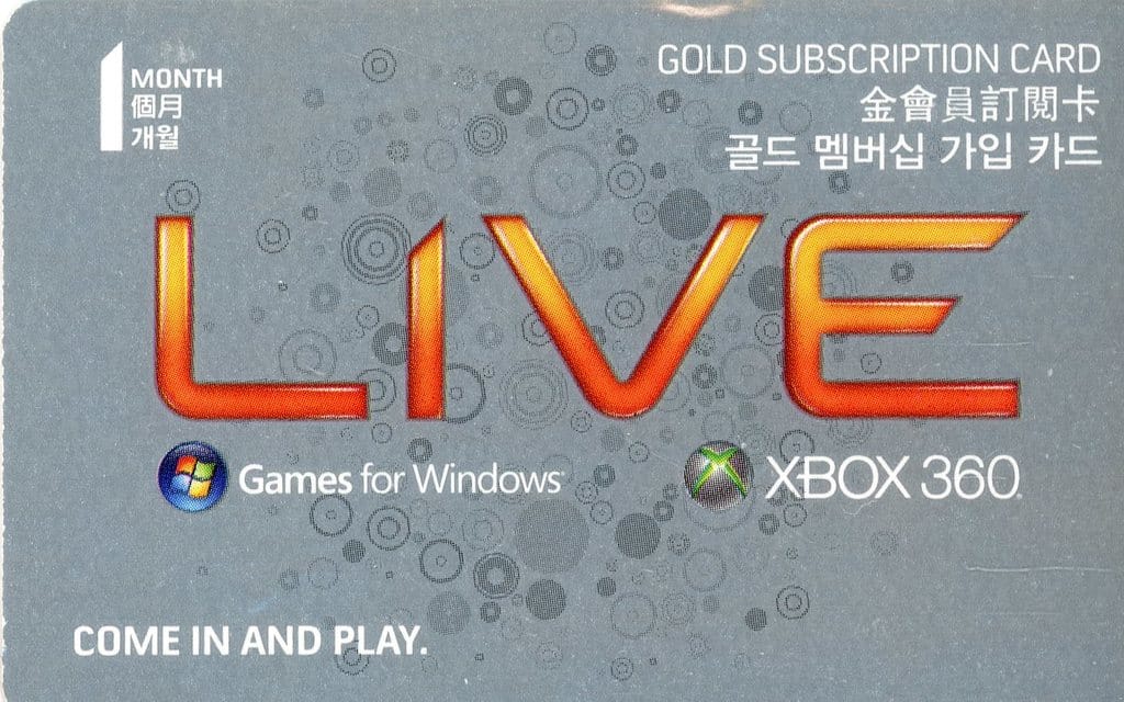Xbox 360 - Video Game Accessories (XBOX360 LIVE GOLD SUBSCRIPTION CARD 1MONTH(未使用))