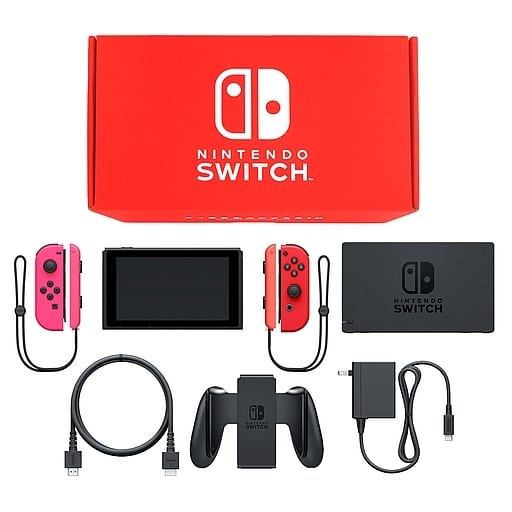 Nintendo Switch - Video Game Console (Nintendo Switch本体 カラーカスタマイズ [2019年8月モデル]/Joy-Con(L)ネオンピンク(R)レッド/Joy-Conストラップ：ネオンレッド/ネオンピンク)