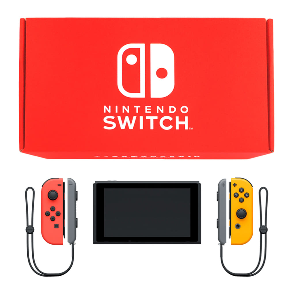 Nintendo Switch - Video Game Console (Nintendo Switch本体 新型モデル 2台目用セット/Joy-Con(L)レッド(R)イエロー/Joy-Conストラップ：ブラック/グレー)