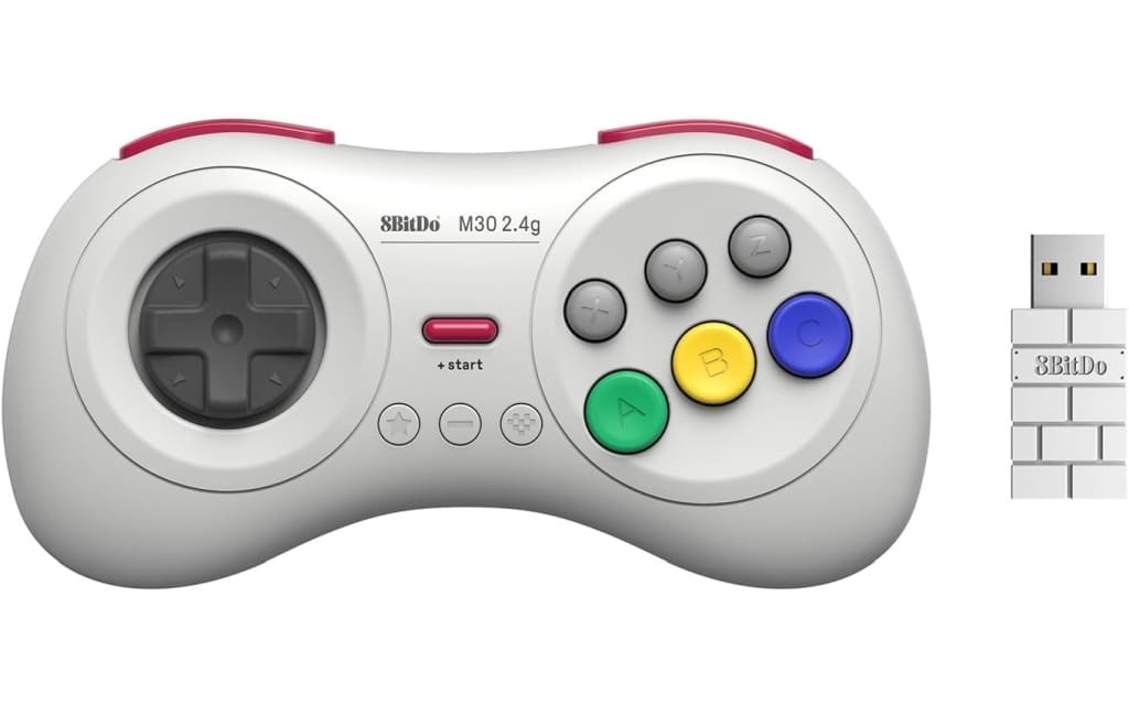 MEGA DRIVE - Video Game Accessories (8BitDo M30 2.4G ワイヤレス ゲームパッド for Sega Genesis Mini ＆ Mega Drive Mini ＆Switch 6ボタンレイアウト(ホワイト))