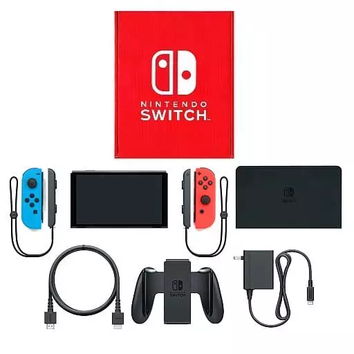 Nintendo Switch - Video Game Console (Nintendo Switch本体(有機ELモデル)カラーカスタマイズ/Joy-Con(L)ネオンブルー(R)ネオンレッド/Joy-Conストラップ：ブラック)