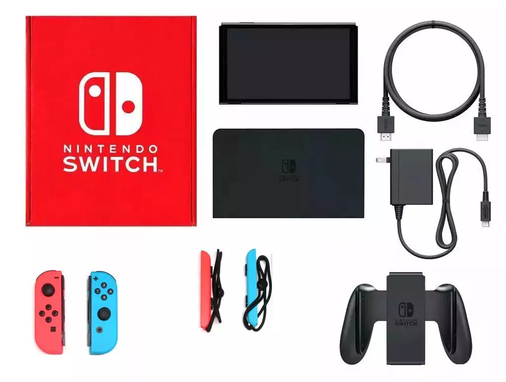 Nintendo Switch - Video Game Console (Nintendo Switch本体(有機ELモデル)カラーカスタマイズ/Joy-Con(L)ネオンレッド(R)ネオンブルー/Joy-Conストラップ：ネオンレッド/ネオンブルー)