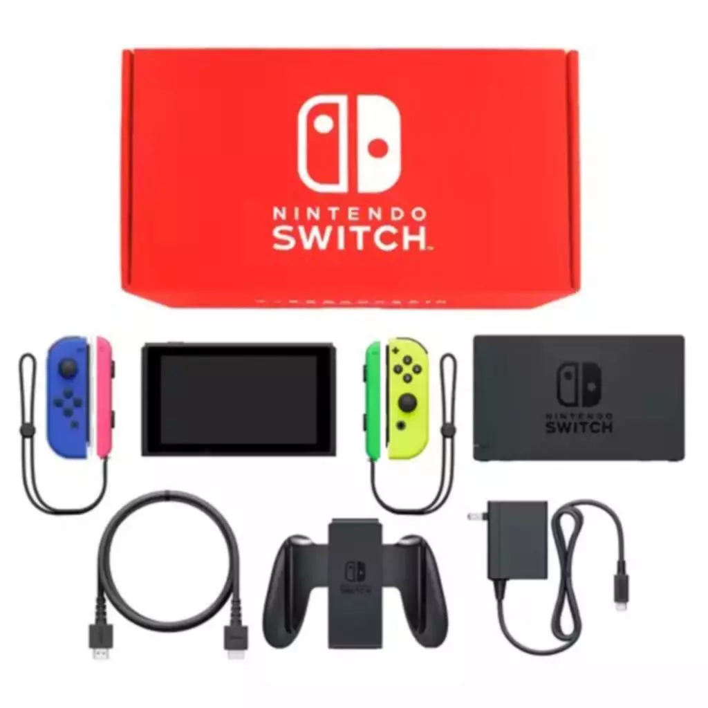 Nintendo Switch - Video Game Console (Nintendo Switch本体 カラーカスタマイズ /Joy-Con(L)ブルー(R)ネオンイエロー/Joy-Conストラップ：ネオンピンク/ネオングリーン)